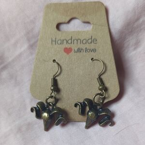Handmade Ram Skull Earrings